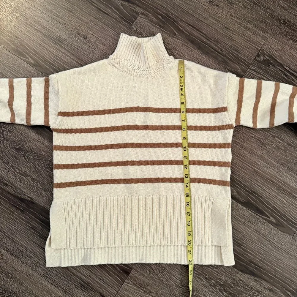 Veronica Beard Lancetti striped cotton turtleneck sweater